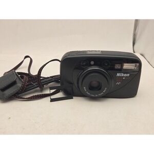 Nikon Zoom Touch 470AF 35mm Camera 35-70mm Zoom w/ Panorama Adapter & Case Works